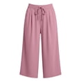 thumbnail image 4 of Ltctricy Wide Leg Capri Pants for Women Loose Fit Drawstring Lounge Pants with Pockets Comfy Casual Yoga Pants(Pink,X-Large), 4 of 7
