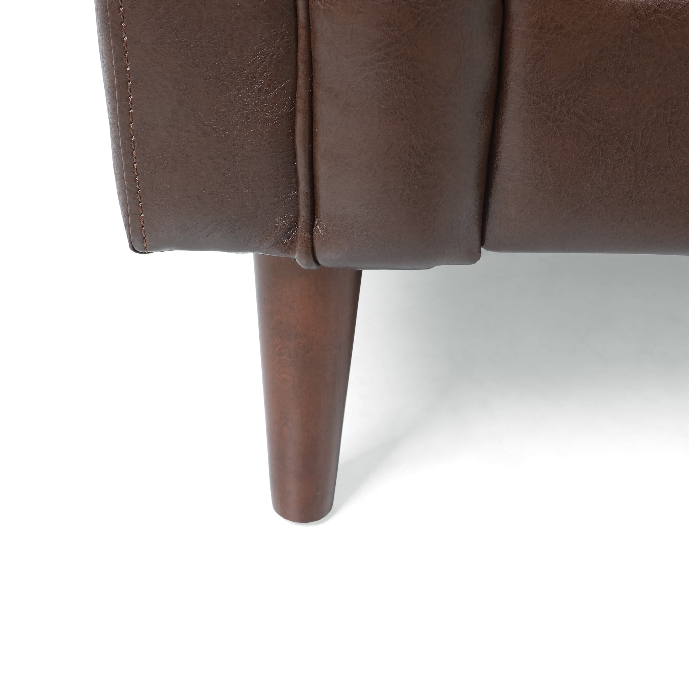 Noble House Brookover Contemporary Faux Leather Tufted Loveseat, Dark Brown and Espresso