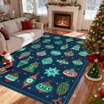 thumbnail image 5 of Garvee 9'x12' Christmas Area Rug Xmas Holiday Rugs, Washable Rug Non-Slip Stain Resistant Rug Holiday Decorative Accent Carpet for Living Room Bedroom Kitchen, Blue, 5 of 8