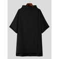 thumbnail image 3 of INCERUN Men's Half Sleeve Split Hem Shirts Hip Hop Streetwear Oversized Tops, 3 of 11
