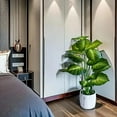 thumbnail image 2 of Artificial Ficus Tree with Natural Wood Trunk and Lifelike Leaves, Silk Fake Potted Tree with Wood Branches, Faux Tree for Office Home Decor, 2 of 9