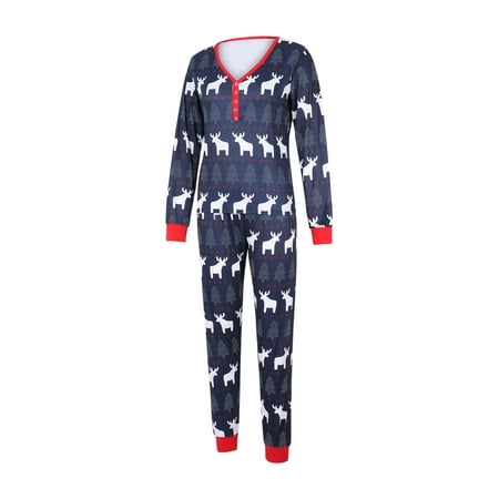 

Christmas Family Pajamas Set Elk Print Long Sleeve Crew Neck Tops and Elastic Long Pants