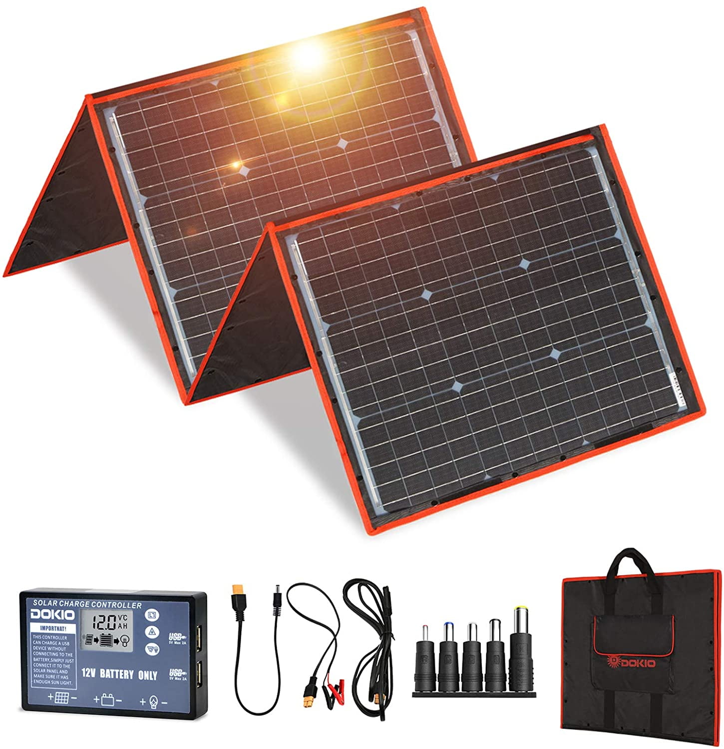 DOKIO 150w Solar Panel Kit Portable Folding Monocrystalline Include