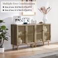 thumbnail image 7 of Sideboard Buffet Cabinet with Metal Grid Decorated, Wood Accent Storage Credenza Cabinet for Living Room, Hallway, Dining Room, Kitchen, Rustic Oak, 7 of 7