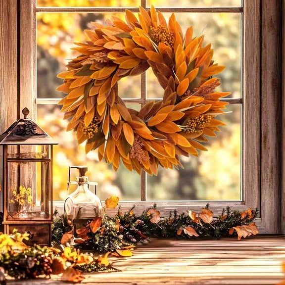 24 Inch Fall Wreaths for Front Door Outside, Realistic Autumn Wreath Outdoor, Large Halloween Thanksgiving Artificial Flowers Wreath, Fall Decorations for Home Front Porch Yard Window Farmhouse Decor