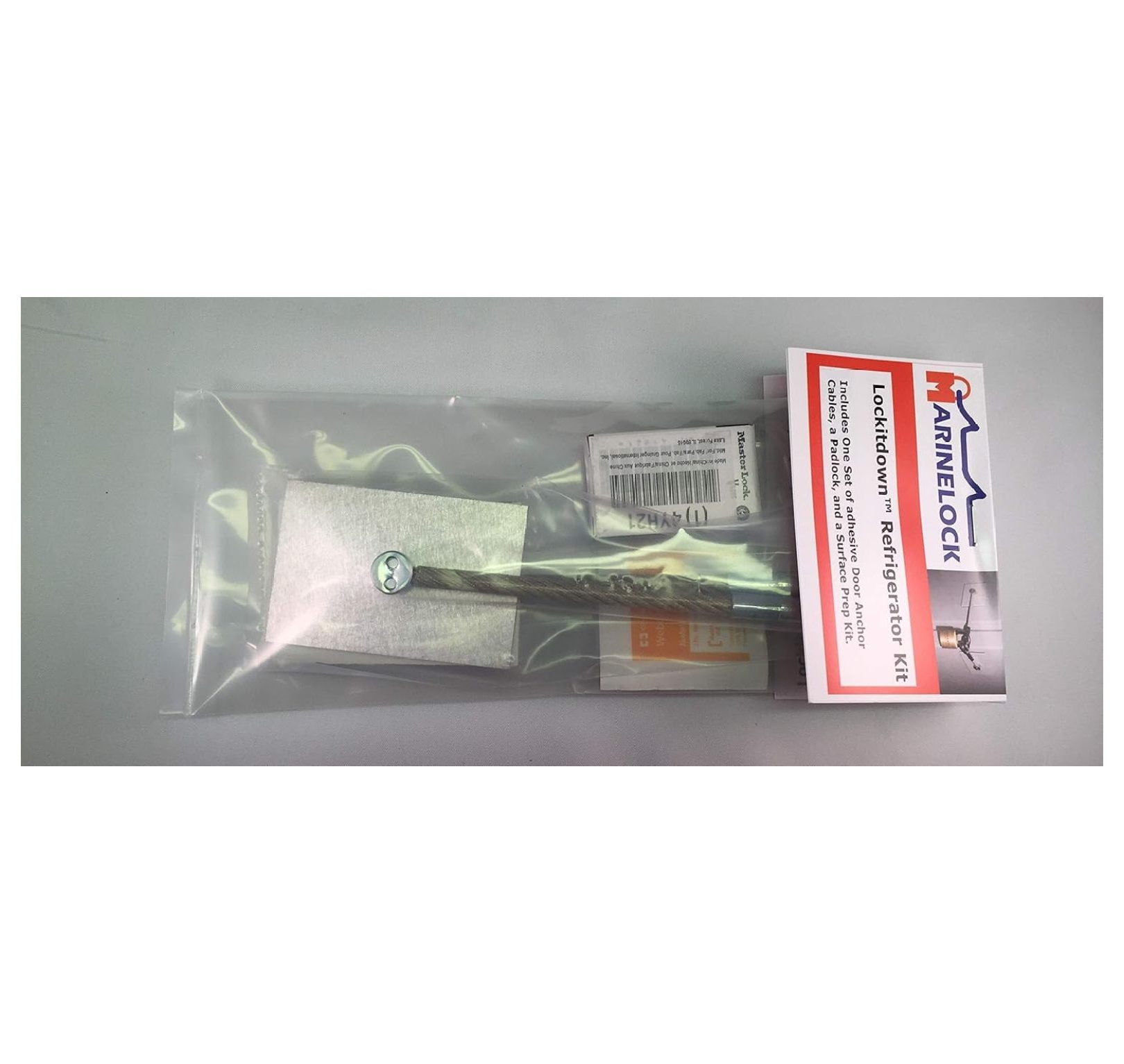 Refrigerator Door Lock - Lockitdown Kit with Padlock - Stainless Steel - No Drill - Secure Fridge Lock for Home, Office, RV, Medical, Gym Lockers