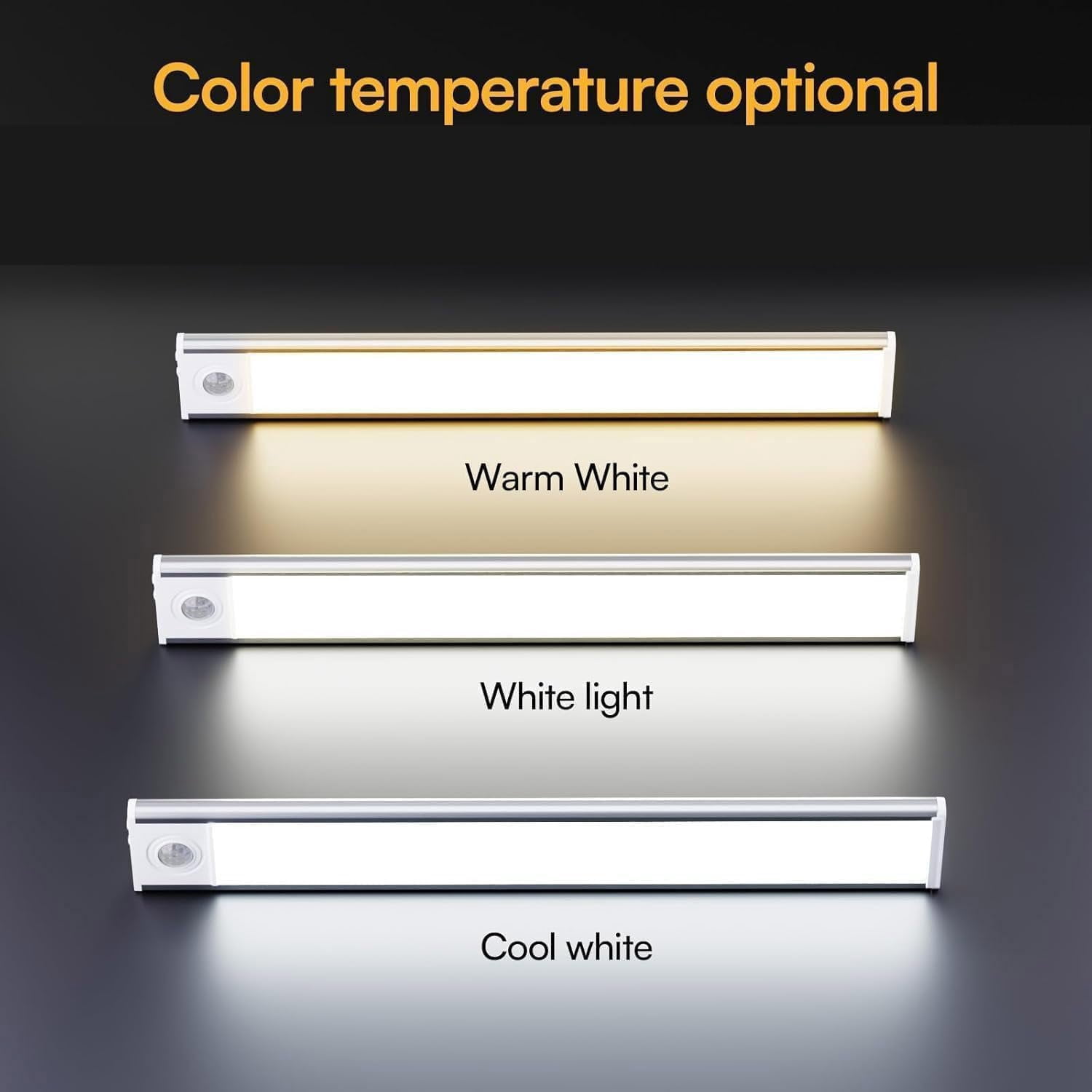 Under Cabinet Lighting, 2 Pack Under Cabinet Lights Rechargeable, Motion Sensor Light Indoor, 3 Color Temps, 5 Levels Dimmable  Closet Lights,  Under Counter Lights for Kitchen, Stairs