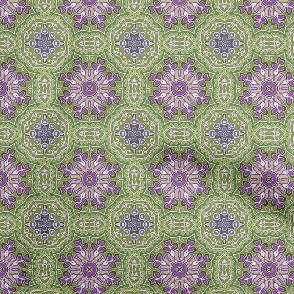 oneOone Silk Tabby Olive Green Fabric Asian Mosaic Diy Clothing Quilting Fabric Print Fabric By Yard 42 Inch Wide