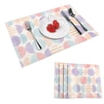 thumbnail image 1 of DouZhe Ensemble de 4 Sets de Table en Polyester, Motif Géométrique Aquarelle Cercle Rose Résistant à la Chaleur pour Table à Manger, 12 Pouces x 18 Pouces, 1 of 6