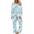 thumbnail image 2 of Qiopertar Liquidation à Moins de 5$ Ensemble de Pyjama à Manches Courtes et Col Rond Imprimé pour Femmes avec Poches jusqu'à 90 % de Réduction, 2 of 6