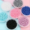 thumbnail image 4 of Feildoo Faux Pearl Beads 6mm Pearl Craft Beads Pearls with No Hole for Sewing Crafts, Decoration, Bracelet Necklace Jewelry Making, Vase Filler - 100g, Black, 4 of 5