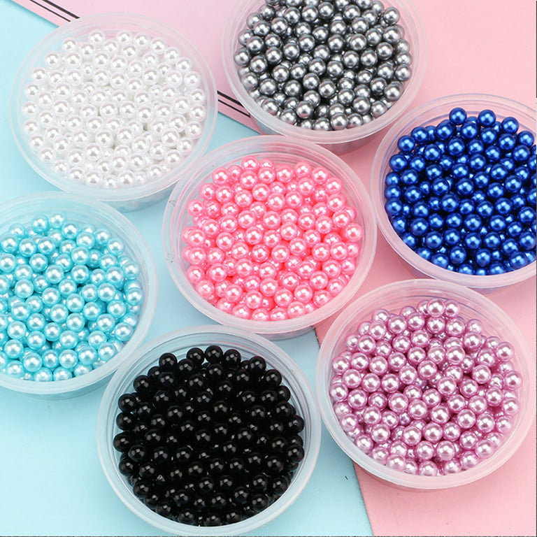 Feildoo 6mm ABS Pearls Beads Craft Supplies, Round Faux Smooth ABS Pearls Filler Beads for Jewelry Making Beads, Wedding Birthday Party - 200g, Pink
