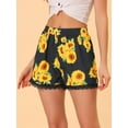 thumbnail image 2 of Pantalones Cortos de Playa Allegra K de Cintura Elástica con Estampado Floral de Encaje de Verano para Mujer Girasoles Negros L, 2 of 5