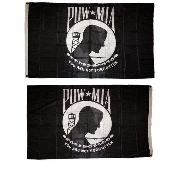 2x3 POWMIA POW MIA Double Sided Printed Nylon 2ply Sewn Flag 2'x3' Banner