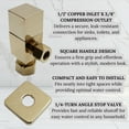 thumbnail image 4 of Westbrass 20" Flat Head Toilet Supply Kit with Square Handle 1/4-Turn Angle Stop, Polished Brass, 4 of 8