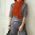 thumbnail image 2 of ManxiVoo Women's Autumn and Winter Scarves with Tassels Versatile Soft Feel for Cozy Warmth and Stylish Neck Protection Orange, 2 of 4