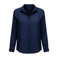thumbnail image 4 of DHFJKG Women's Dress Shirts Long Sleeve Loose Fit Solid Color Stretchy Soft Button Down Collared Shirts Trendy Tops, 4 of 4