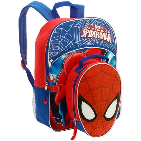 Marvel - 16&quot; Marvel Spiderman Full Size Backpack w/ Detachable Lunch Bag