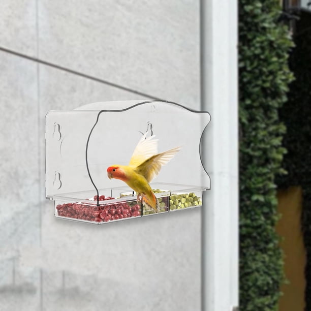 Comedero para pájaros con ventana, regalos con 3 ranuras, colgante acrílico, jaula para pájaros Premium fácil de limpiar Estilo A