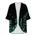 thumbnail image 4 of Joau Women's Lightweight Draped Open Front Chiffon Kimono Cardigan Floral Print Puff Sleeve Loose Summer Beach Cover Up Casual Blouse Tops, 4 of 5