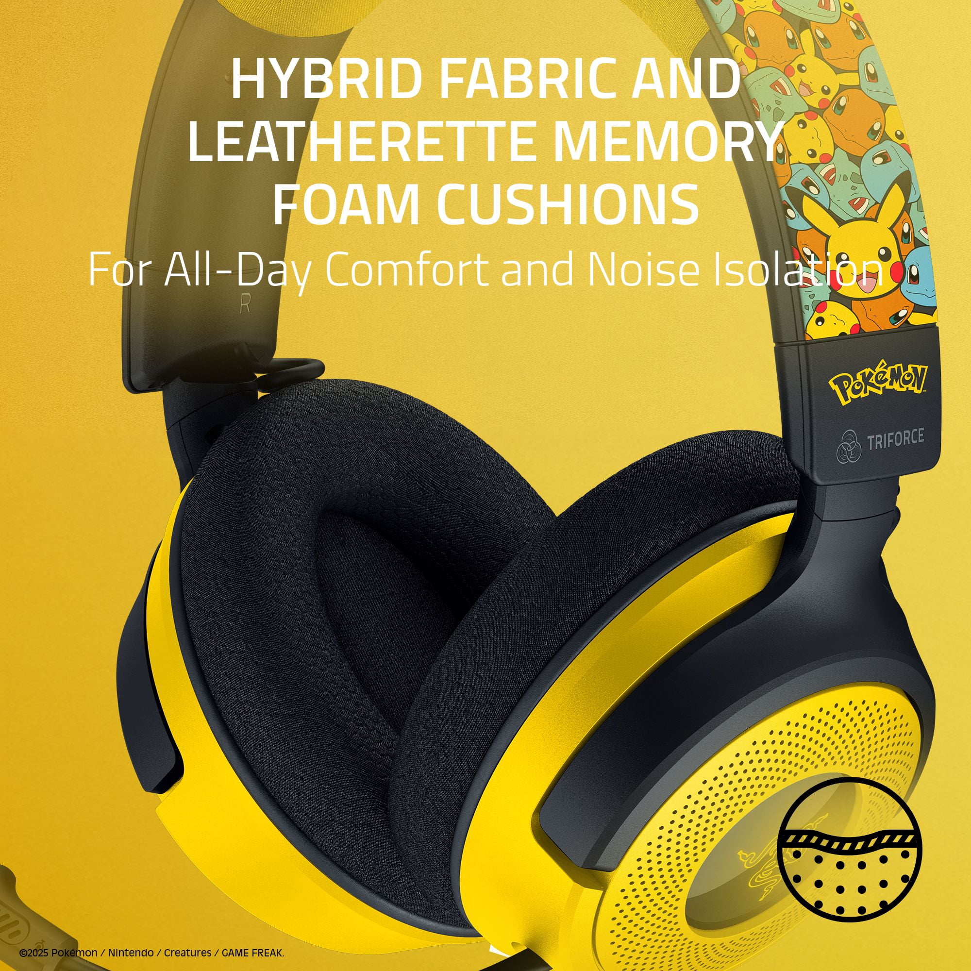 Razer Kraken V4 X USB Wired Gaming Headset, Pokémon Kanto Starters Edition