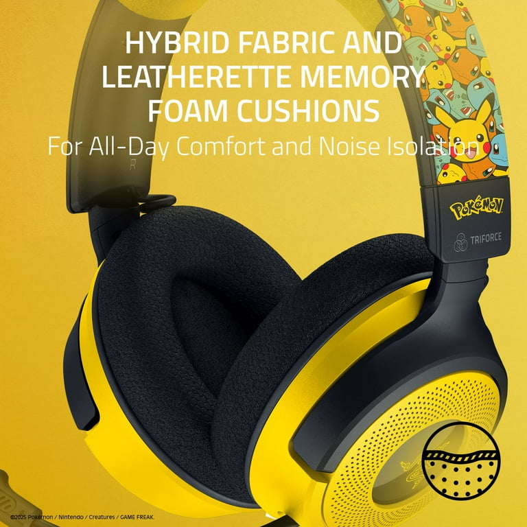 Razer Kraken V4 X USB Wired Gaming Headset, Pokémon Kanto Starters