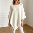 thumbnail image 2 of WULMLEO Womens Knitted Poncho Sweaters Solid Soft Asymmetrical Tops Pullover Warm Lightweight Shawl Wraps Cape White 2XL, 2 of 6