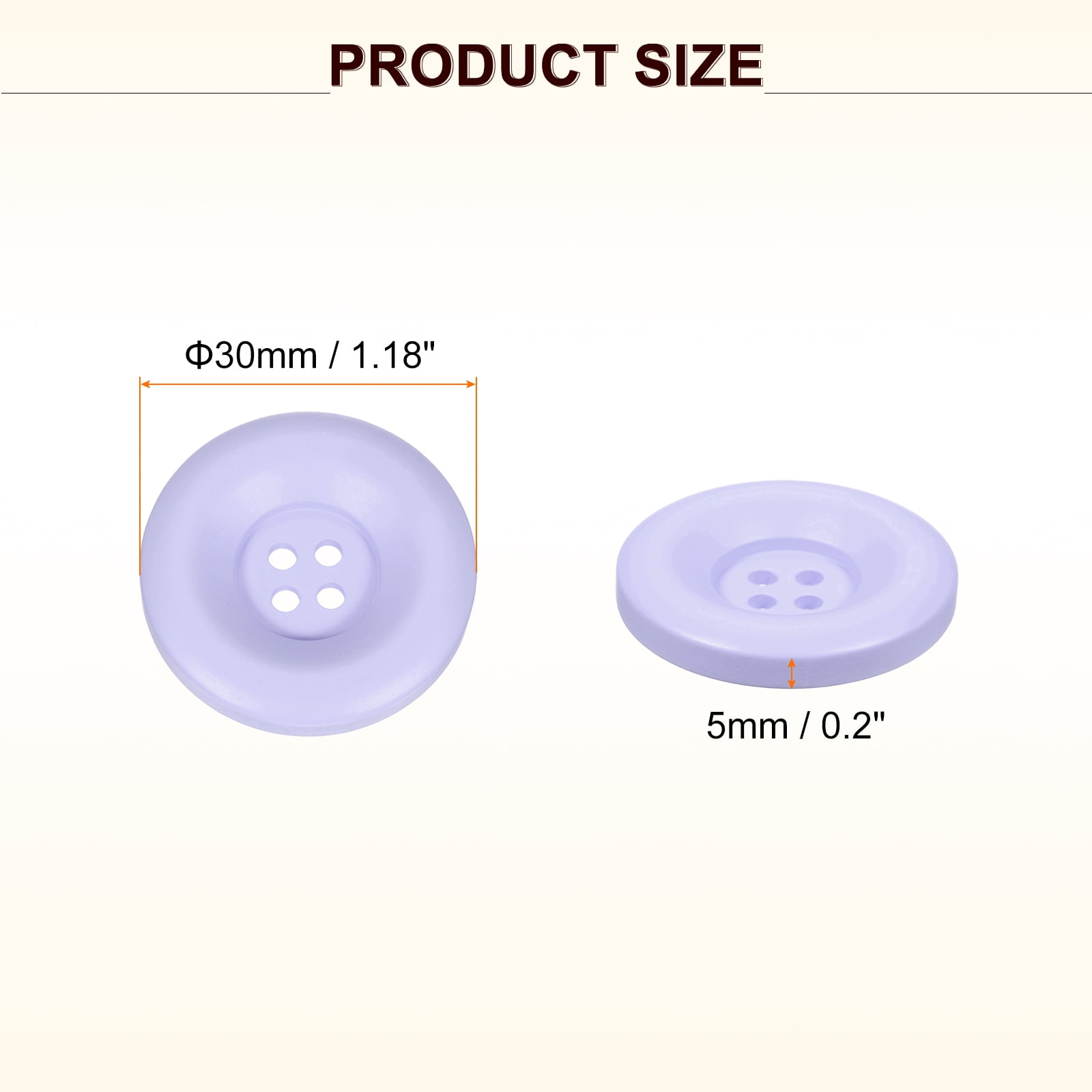 Uxcell 50pcs Sewing Button 30mm 4 Holes Resin Round Crafting Buttons, Purple