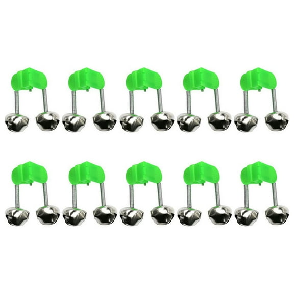 10PCS Fishing Bells Clips Fishing Rod Alarm with Dual Alert Bells Fishing Rod Extra Loud Alarm Dual Alert Bell Silver Tone,Green