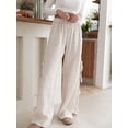 thumbnail image 2 of Women Y2k Gingham Striped Pants Elastic Waist Lace-Up Wide Leg Lounge Pants Plaid/Stripes Pajama Pj Pants Loose Trousers, 2 of 7