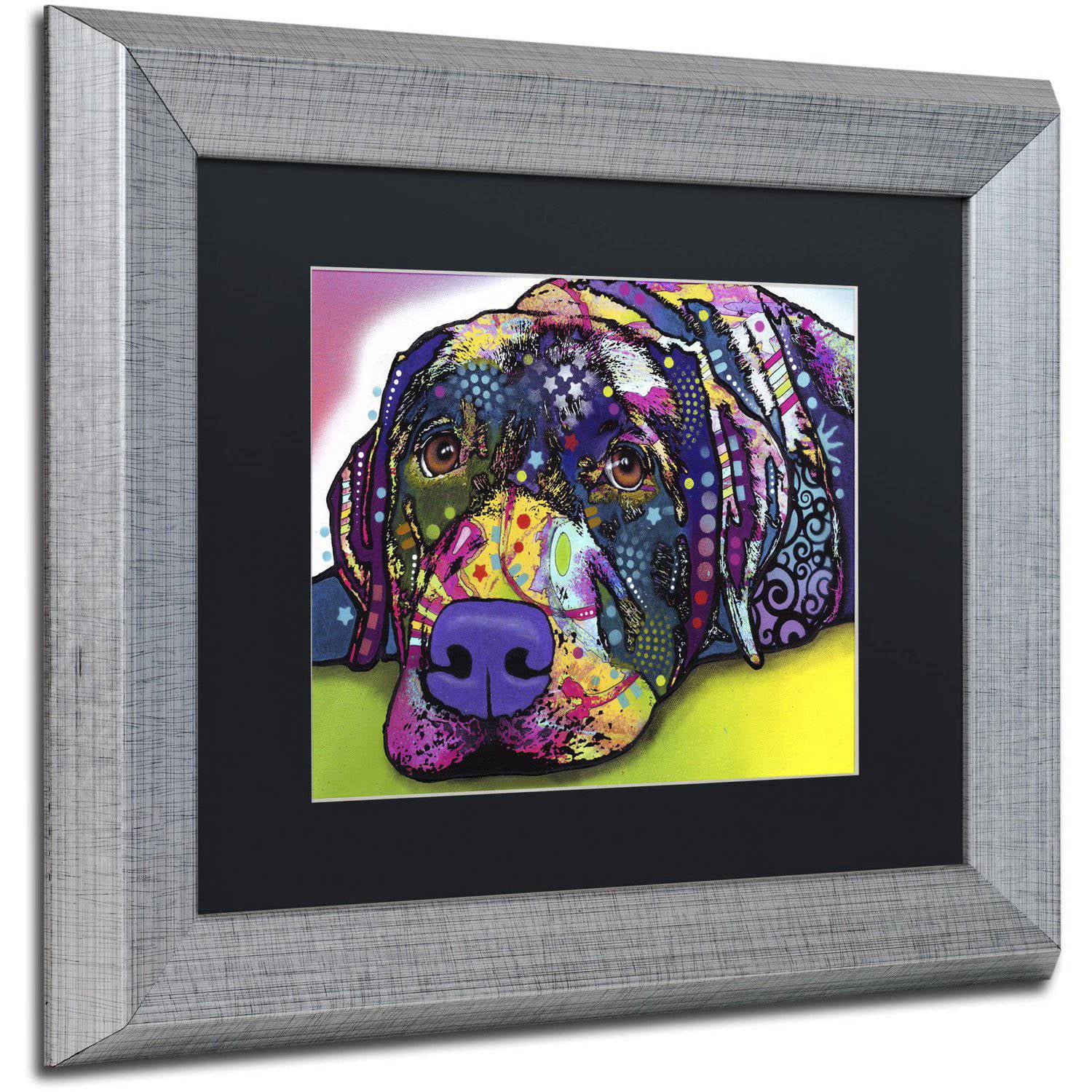 Dean Russo 'Savvy Labrador' Black Matted Framed Art
