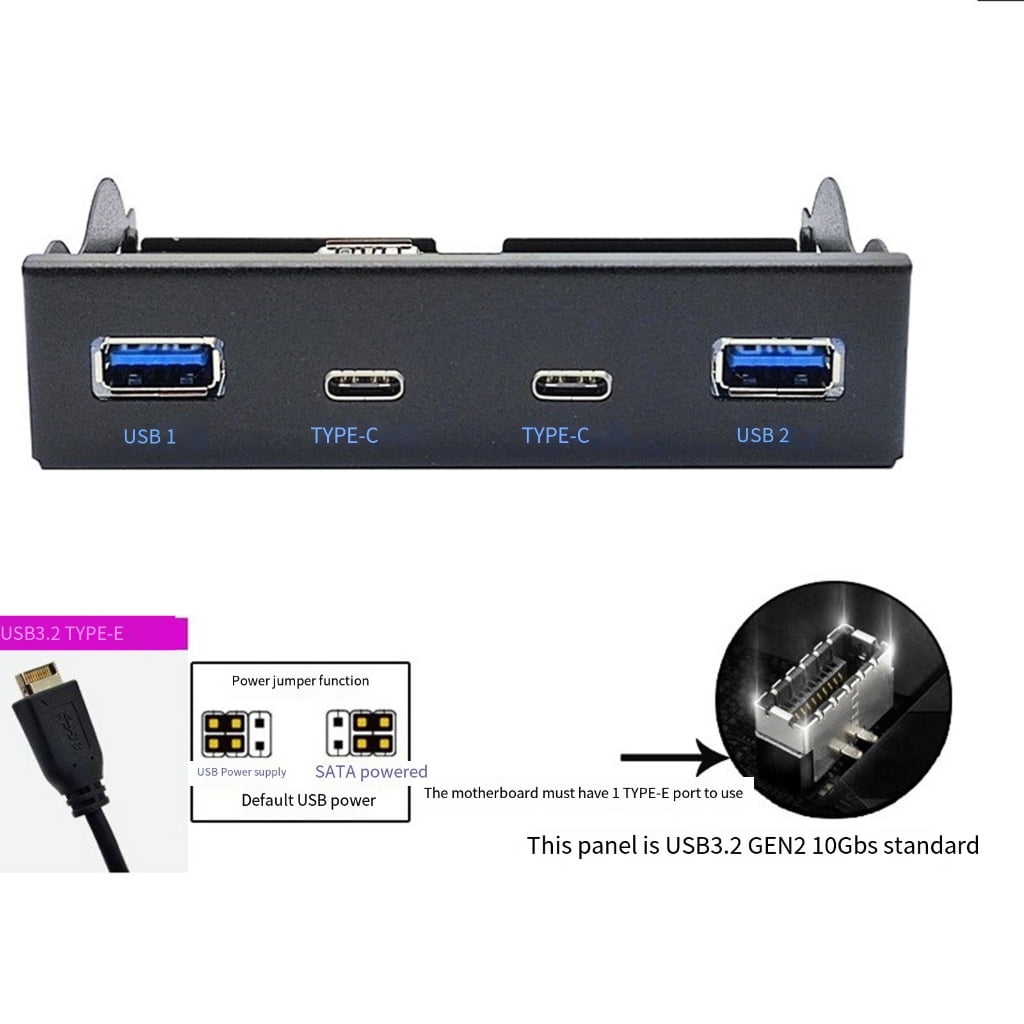 Zeiwohndc 4Port 10Gbps USB Front Panel HUB USB3.2 Gen2 10Gbps + TypeC HUB for 3.5inch