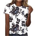 thumbnail image 3 of Fesfesfes Activewear for Womens Fashion Short Sleeve Retro Round Neck Printed Loose Tops Blouse Short Sleeve Shirt XL(US:10), 3 of 5