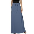 thumbnail image 2 of Leesechin Plus Size Skirts with Elastic Waist Deals Ladies Fashion Solid Color Pocket Elastic Waist Casual Ankle Skirt on Clearance, 2 of 8
