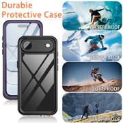 Casetego For iPhone Air Case,IP68 Waterproof 16FT Underwater Military Dustproof Shockproof Rugged with Built-in Screen Protector Full Protect Phone Cover with Lanyard,Purple