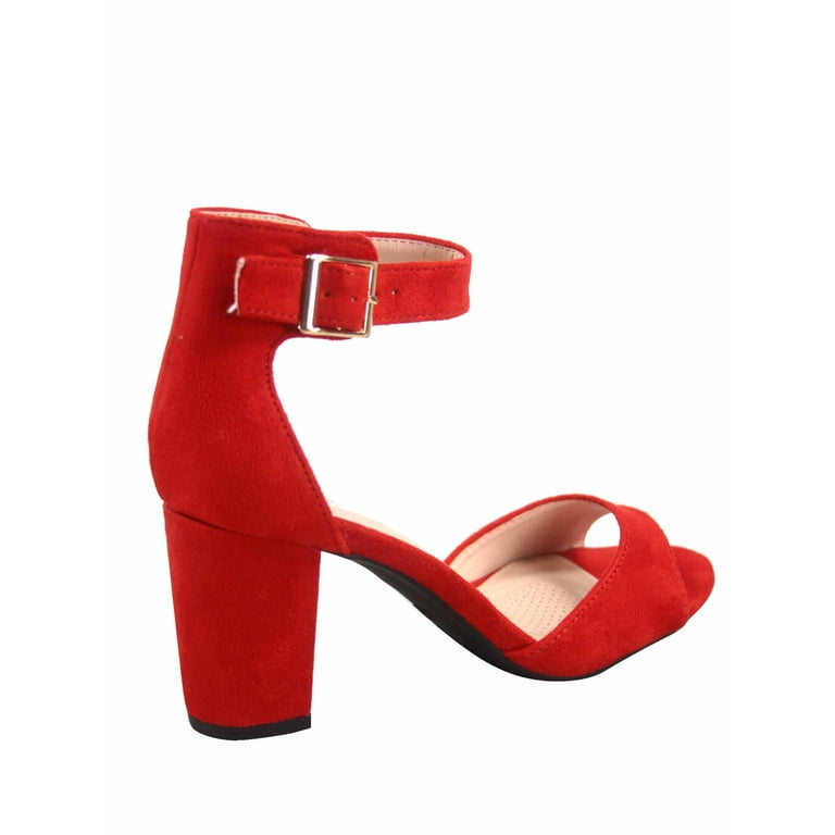 Red Velvet Chunk Heels 9.5 / 3 inch Heel Height