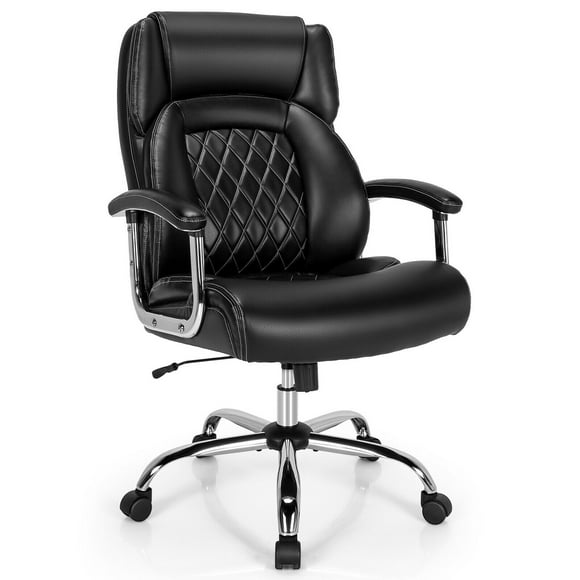 Gymax 500LBS High Back Big & Tall Office Chair Adjustable Leather Task Chair