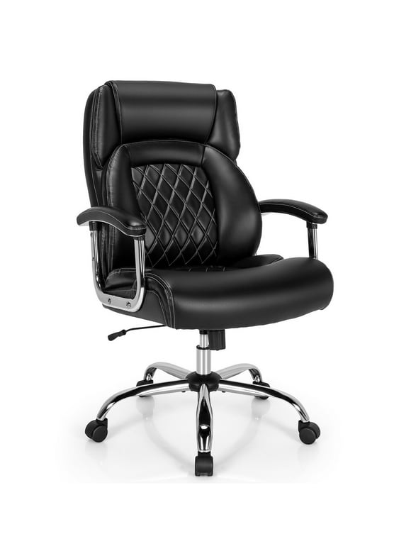 Gymax 500LBS High Back Big & Tall Office Chair Adjustable Leather Task Chair