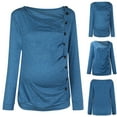 thumbnail image 2 of Taqqpue Womens Maternity Nursing Tops Maternity Breastfeeding T Shirts Long Sleeve Button Solid Color Pregnancy Blouses Top Postpartum Maternity Shirts Fall Maternity Clothes, 2 of 9