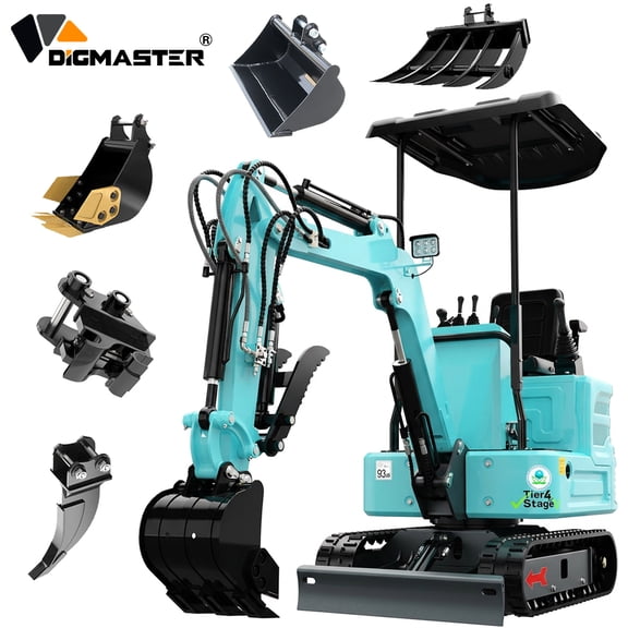 DigMaster 1.4 Ton Mini Excavator Kubota Twin-Cylinder Diesel Engine Hydraulic thumb Compatible Multiple Attachment farms yards forestry and more EPA