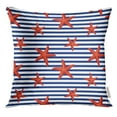 thumbnail image 1 of RYLABLUE Motif à Rayures Nautiques avec Étoile de Mer Bleu Rayé Tropical Jeté Taie d'Oreiller Housse de Coussin, 1 of 1