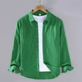 thumbnail image 2 of Long Sleeve Button Up Shirts for Men Business Casual Outfits Jacquard Solid Color Lapel Collared Blouses Tops (2XL, Green), 2 of 3