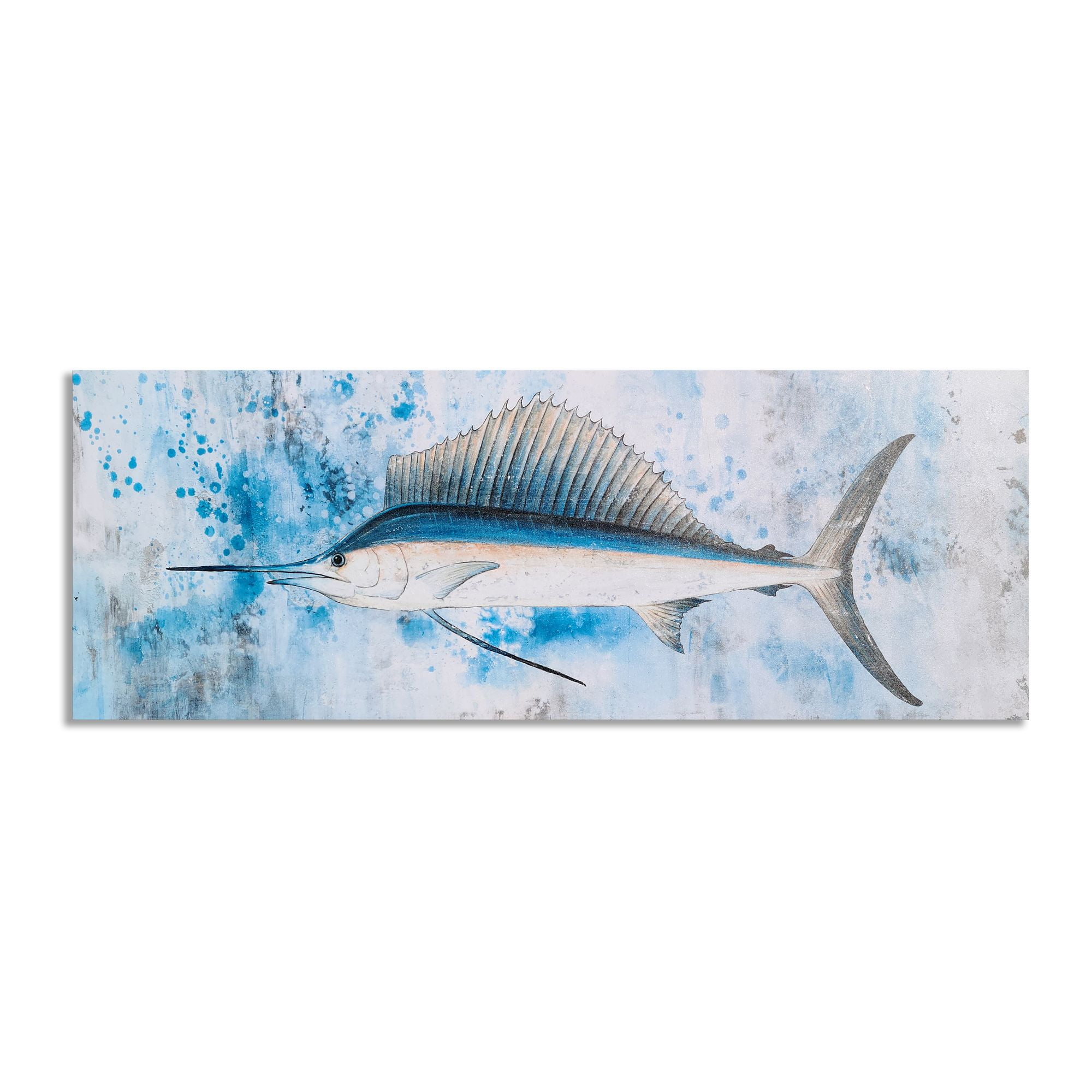 YIHUI ARTS Swordfish Canvas Wall Art with Textured for Home Decor