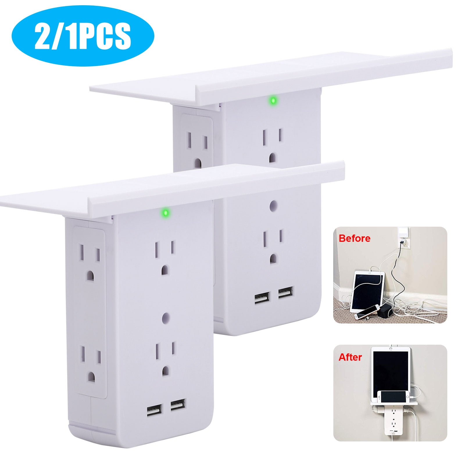 TSV Wall Outlet Shelf, 2/1 Pcs Socket Shelf Holder Charging Socket