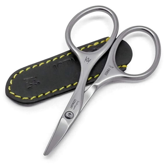GERMANIKURE Rounded Safety Nail Scissors - FINOX Surgical Stainless Steel baby scissors and Manicure Tools with Leather Case - Self Grooming Scissors for nails Ethically Made in Solingen, Germany