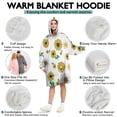 thumbnail image 5 of White Sunflower Butterfly Sun Pattern Wearable Oversized Blanket,Wearable Blanket Hoodie for Adults,Cozy Hooded Blankets with Super Pockets,Super Warm Fuzzy Pullover for Women & Men, 5 of 6