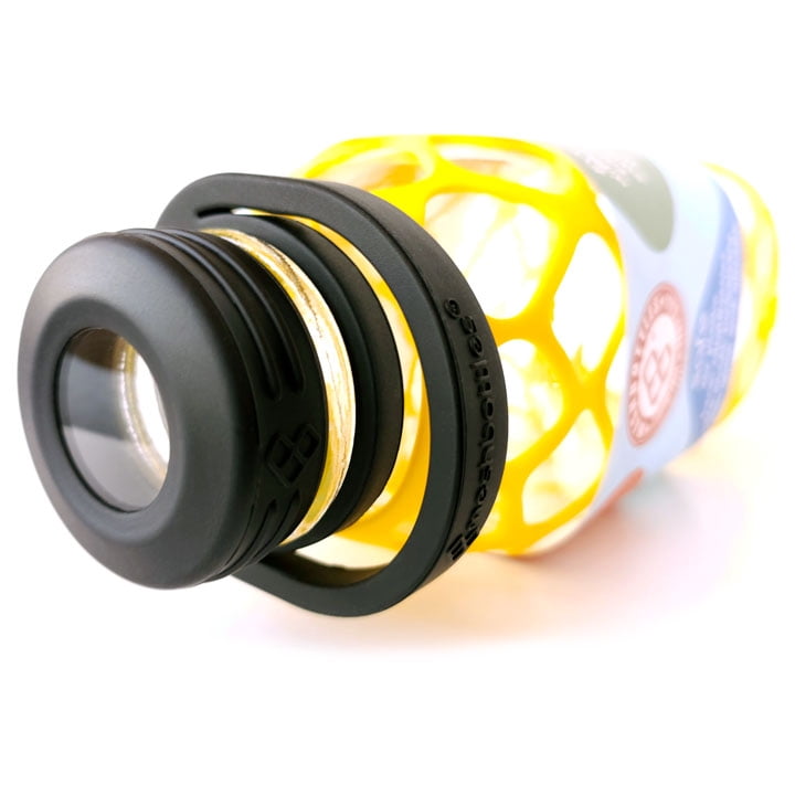 Meshbottles with Glass Top - Sun Yellow - Plastic-free, BPA-free, Phthalate-free Glass Water Bottle - 32 oz