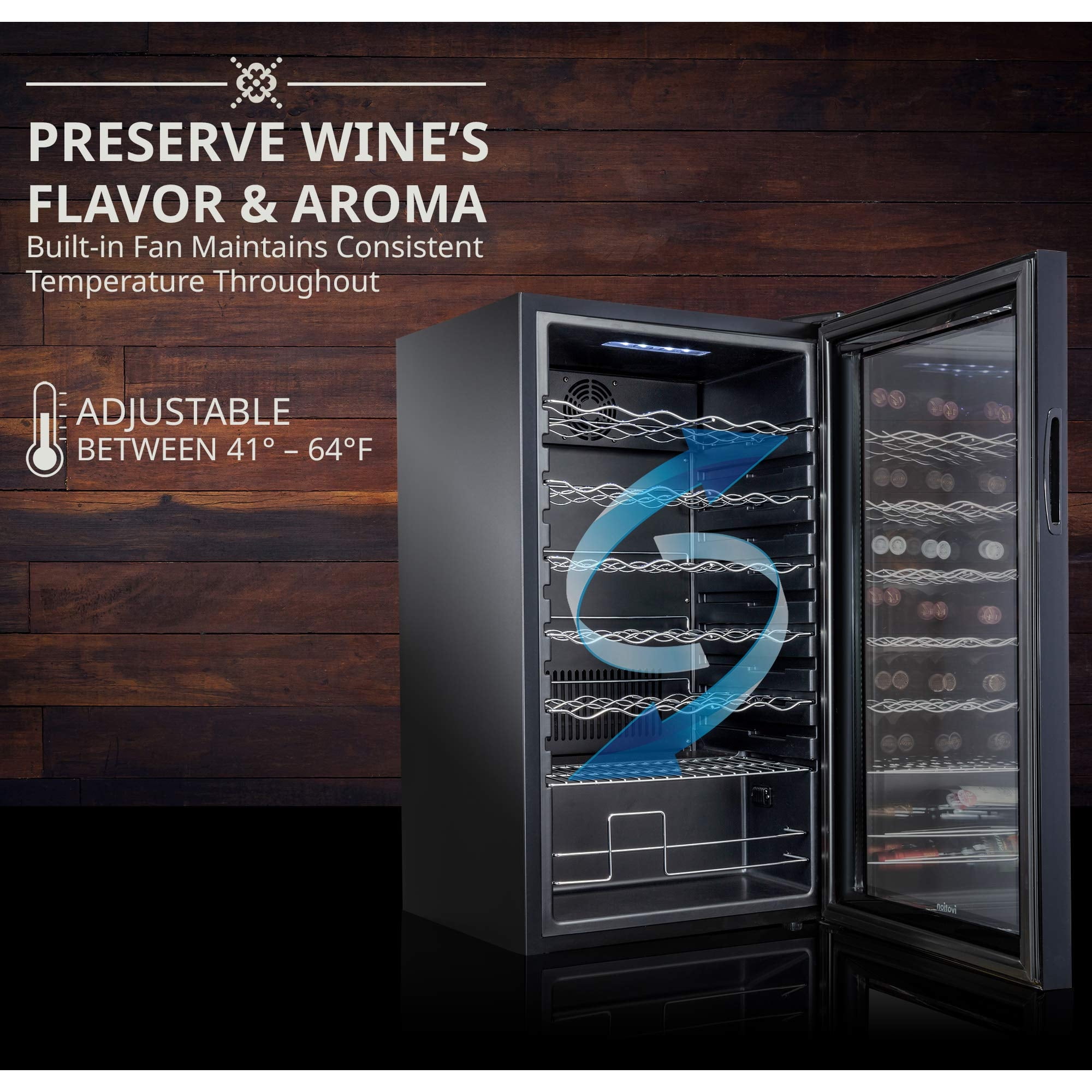 IVATION 34-Bottle Compressor Wine Refrigerator with Lock, Black