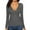 Grey, variant on SNKSDGM Women's Plus Casual Easter Shirt Womens Short Sleeve Tops Plus Size Women's Wrap Ruched Deep V Neck Slim fit Long Sleeve Lined T Shirt Tunic Tops Tee Summer Tops for Women