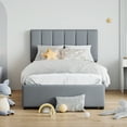 thumbnail image 3 of Harper & Bright Designs Twin Size Platform Bed with Hydraulic Storage System, Linen Upholstered Wooden Bed Frame for Bedroom, Gray, 3 of 14
